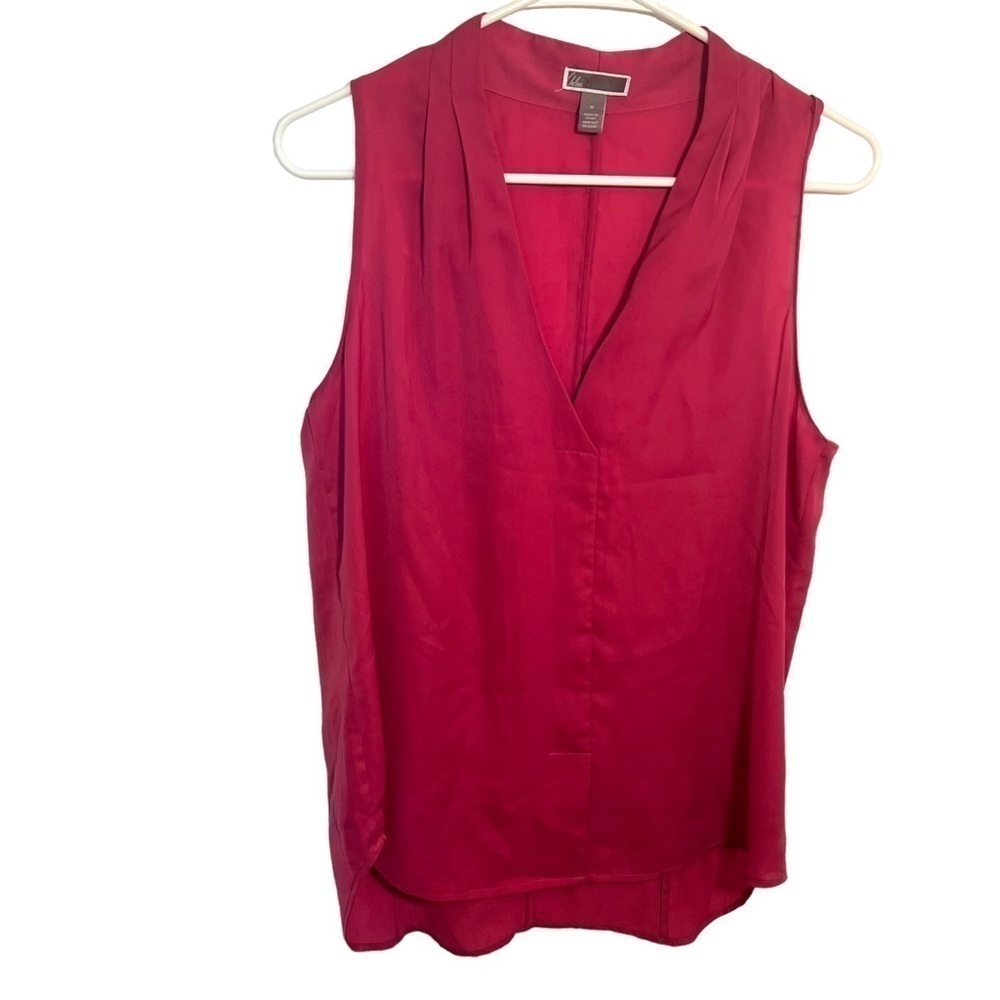 Chelsea28 Women's Size Medium Sleeveless Blouse Split Neck Pink Slit Front